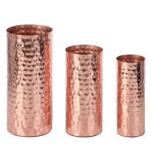 New design Hammered Metal Flower <b>Vases</b> 3 Pack Decorative <b>Vase</b> <b>Set</b> for Home Decor Living Room Centerpiece custom logo acceptable - Product Image 4