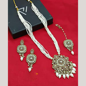 Elegant Gold Plated <b>Long</b> Necklace Set Kundan & Pearl Design and Pearls <b>Long</b> Necklace Set 10574071 Fine Jewelry Collection - Product Image 1