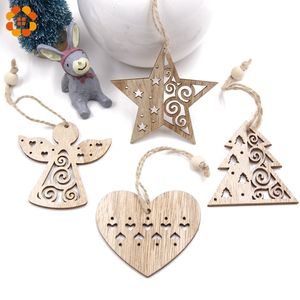 Wooden Angel Christmas Ornaments Handcrafted Traditional Decorations with <b>Leather</b> <b>String</b> - Product Image 2