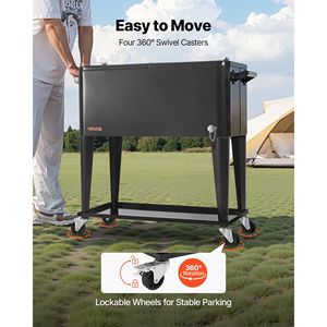 Frigorifero Portatile da 80 Litri con Ruote, Carrello Refrigerante per Feste e Patio con Ripiano Inferiore, Contiene 50 Bottiglie/110 Lattine - Product Image 4