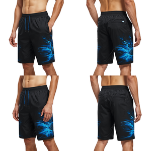 Pantalones Cortos Deportivos de Nailon Negro para Hombre, Diseño Moderno con Estampado Abstracto, Ligeros y de Alto Rendimiento - Product Image 4