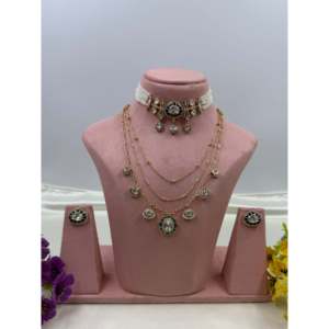Indian Ethnic Artificial <b>Pearl</b> Drop Chain Earring <b>Set</b>-Gold Plated Bridal & Festival Jewelry - Product Image 1