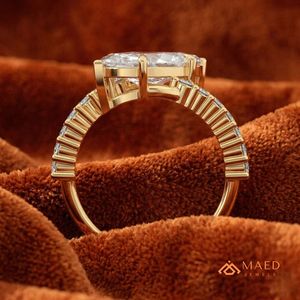 แหวนหมั้นเพชรโมอิสซาไนต์ทรงมาร์คีส์ทอง 14K แหวนแต่งงานทรงวงรี ของขวัญเครื่องประดับสำหรับผู้หญิง เครื่องประดับชั้นดีจากสหรัฐอเมริกา จำหน่ายออนไลน์ - Product Image 3