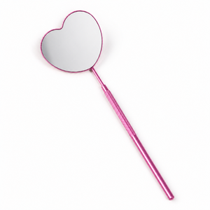Heart Shape Handheld 3X Magnifying Personalized <b>Pink</b> Stainless Steel <b>Frame</b> Single Side Makeup Mirror - Product Image 1