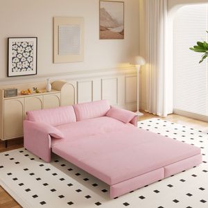 Divano letto convertibile Queen in velluto da 66 pollici, 3-in-1, con contenitore laterale, multifunzionale per soggiorno - Product Image 2