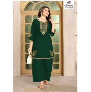 Ensemble Kurti élégant pour femme, tenue de soirée ethnique traditionnelle de créateur, idéal pour mariage et bureau, coupe élégante - Product Image 1