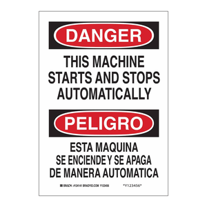 Signalisation de danger bilingue, avertissement automatique de démarrage/arrêt de machine pour les zones industrielles - Product Image 2