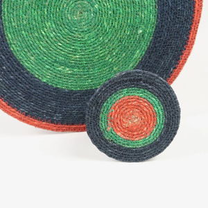Manteles Individuales Redondos de Mimbre Trenzado de Seagrass Verde y Azul, Hechos a Mano y Sostenibles, para Mesa de Comedor, Decoración para Restaurantes, Venta al por Mayor - Product Image 4