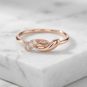 Bague Infini en Or Rose 14K Massif avec Diamant de Laboratoire, Style Romantique pour Femme, Idéale pour Fiançailles, Anniversaire, Fête, Coupe Brillante E - Product Image 6