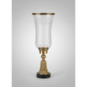 Florero de Cristal Hecho a Mano con Detalles en Latón, Decoración Floral de Lujo, Florero de Cristal para Eventos y Decoración de Mesa de Boda - Product Image 1