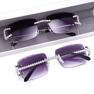 Gafas de Sol con Montura Morada y Diamantes de Moissanita, Lentes de Plástico con Protección UV400, Unisex, para Regalo, Uso en Exteriores, Caja C5 - Product Image 5