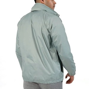 Men's Light Gray Hooded Windbreaker Jacket Windproof Zipper Closure Casual Autumn Wear Regular Fit Polyester/Nylon Material High - Product Image 2