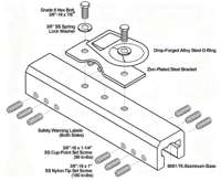 Base d'ancrage de toit à joint debout de 12 po pour protection antichute, en aluminium 6061-T6, filetage 3/8"-16, ajustement universel, bloc d'ancrage de toit métallique