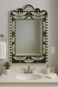 NEHA ENTERPRISES <b>Rectangular</b> Wooden Bohemian Wedding Wall <b>Mirror</b> Floral Inlay Design Handmade Traditional Framed Custom - Product Image 5