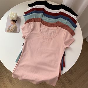 Venta Directa de Fábrica, Camisetas Básicas de Manga Corta para Mujer, Top Corto, Camisetas Deportivas con Cuello Redondo - Product Image 3