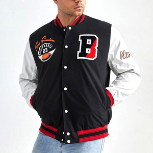 Customized Logo Heavyweight Wool Varsity Jacket Genuine Cowhide Leather Sleeve Unisex High School Baseball Bomber Jackets - Product Image 1