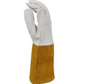 Guantes de seguridad para soldador, protectores de mano de cuero de vaca/piel de cabra, superior blanco, tig/mig/argón - Product Image 1