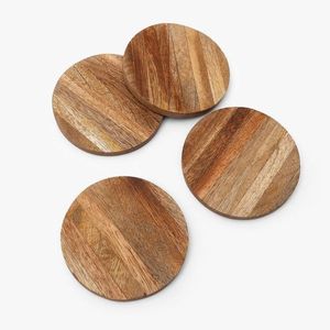 Ensemble de sous-verres en bois naturel, ronds, minimalistes, accessoires pour table basse - Product Image 5