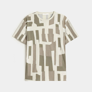 Camiseta de Manga Corta con Estampado Geométrico para Hombre, Cuello Redondo, Corte Regular, Tejido Informal - Product Image 1