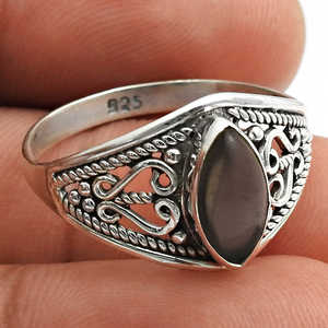 Anillo de Cuarzo Ahumado con Diseño Moderno, Hecho a Mano con Plata de Ley 925, Estilo Vintage, Anillos Bohemios - Product Image 5