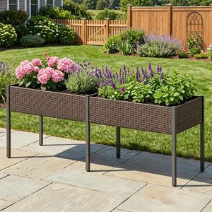 Fioriera da Giardino Ergonomica in Rattan PE da 29 Pollici, Capacità 352 Libbre, con Rivestimento in Tessuto Rimovibile, Materiale PP, 2 Sezioni - Product Image 5