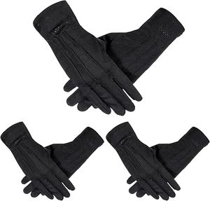 3 pares de guantes negros para adultos, guantes de uniforme para desfile, para esmoquin formal, disfraz de guardia, tipo de tela poliéster - Product Image 1