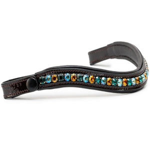 Bande de front de qualité supérieure avec cuir véritable et strass en cristaux naturels bande de front de bride sur mesure équipement de cheval - Product Image 3