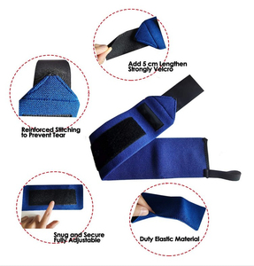 Blue Neoprene Wrist Support Wrap Adjustable Hook Loop Closure for <b>Weight</b> Lifting Strength <b>Training</b> Unisex Wrist Support - Product Image 6