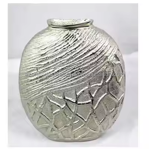 aluminium <b>vase</b> with distressed finished with <b>flower</b> design <b>small</b> and medium size <b>flower</b> <b>vase</b> for home by Azora industries - Product Image 4
