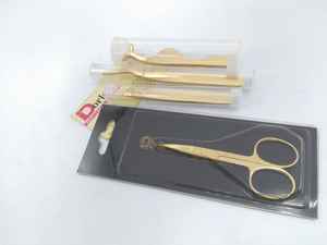 Herramientas de Belleza para Pestañas Postizas Doradas, Pinzas Aplicadoras de Pestañas de Acero Inoxidable y Tijeras de Belleza, Herramienta para Pestañas de Marca Privada - Product Image 6