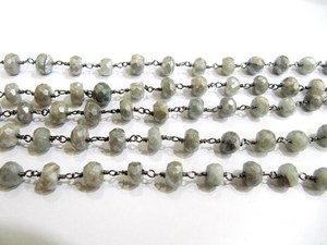 Perles facettées rondes en labradorite naturelle et argentite, plaquées argent, or et noir, 6-7 mm, pour la fabrication de bijoux et colliers - Product Image 2