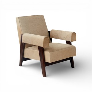 Sillón de Terciopelo Estilo Chandigarh, Moderno de Mediados de Siglo, de Madera Maciza, Retro, para Sala de Estar, Venta al Por Mayor - Product Image 1