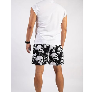 Low MOQ Custom Basketball Mesh Shorts Skull Pattern Drawstring Closure Quick Dry Double <b>Layer</b> 250 GSM 100% Polyester Sports - Product Image 2