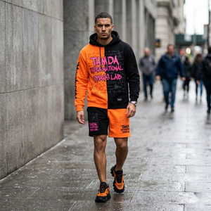 Ensemble 2 pièces personnalisé : sweat à capuche oversize et short en molleton – Survêtement en polaire |   Ensemble de survêtement à capuche deux pièces - Product Image 2