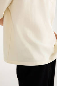 T-shirt décontracté pour homme 100 % coton, coupe ample avec poche, respirant, écologique, vente en gros, coupe décontractée, couleur crème, manches courtes - Product Image 4