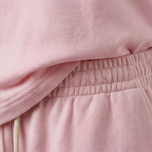 Women's 2 Piece Floral Print Short Sleeve T-Shirt and Shorts <b>Set</b> Crew Neck Casual Spring Summer Pink <b>Knitted</b> Cotton Above Knee - Product Image 5