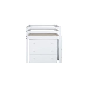 Letto a soppalco singolo in legno di gomma con cassetti contenitore, scrivania e mobiletto con ripiani - Letti per bambini - Product Image 2