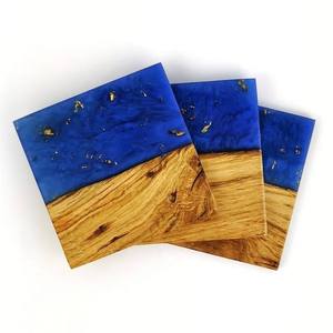 Modern Eco-Friendly Wooden Coasters with Blue <b>Resin</b> <b>Top</b> Rectangle Non-Slip Mats & Pads for <b>Table</b> Protection XL Size Home Decor - Product Image 3