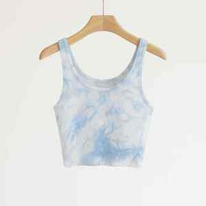 Débardeur court sans manches boutonné pour femme, style décontracté, idéal pour la gym, en Spandex/Coton, couleur unie, respirant - Product Image 3