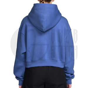 เสื้อฮู้ดดี้ครอปทรงโอเวอร์ไซส์สำหรับผู้หญิง ผ้าฟลีซพิมพ์ลาย สวมใส่สบายในฤดูหนาว ผ้าคอตตอนหนานุ่ม รับผลิตแบบ OEM ODM - Product Image 4