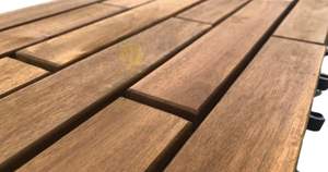 Nawoo 15-SLAT ACACIA CARREAU DE TERRASSE EN BOIS 300X300X24MM Carrelage imperméable d'extérieur au design moderne Prix chaud Bas quantité minimale de commande Meilleure Qualité - Product Image 2