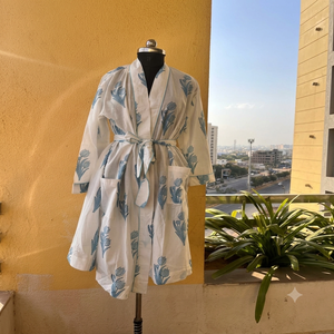 Floral Print 100% Cotton Woven Floor-Length Kimono <b>Robe</b> Women <b>Beach</b> Cover Lightweight Lounge Wear Bathrobe Casual Wrap Dress - Product Image 2