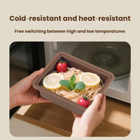 Boîte de conservation alimentaire en silicone de qualité alimentaire, hermétique, compatible micro-ondes et congélateur, réutilisable