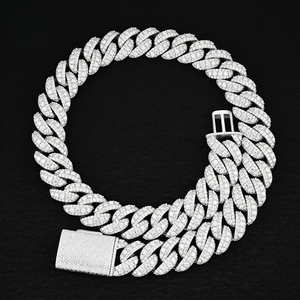 18mm Raised Pointer Cuban Link <b>Chain</b> <b>Iced</b> <b>Out</b> VVS Moissanite 925 Silver Plated Luxury Hip Hop Men's Necklace Gift for Party - Product Image 4