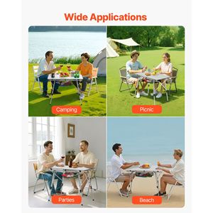 Tavolo da Campeggio Pieghevole in Alluminio Leggero, Tavolini Portatili con Altezza Regolabile e Strato Superiore in Rete per Uso in Spiaggia - Product Image 3