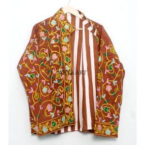 High Quality New <b>Pattern</b> Cotrise Embroidered 100% Cotton <b>Quilted</b> Breathable Eco-Friendly <b>Jacket</b> Indian Handmade Full Women - Product Image 6