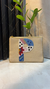 <b>Beaded</b> Pearl <b>Handbag</b> With Textured Fabric Decorative Applique Detail Secure Zip Closure Women Party Evening Purse For Travel - Product Image 4