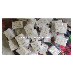 Boîtes à bijoux en marbre incrusté de nacre blanche les plus vendues prêtes à expédier boîte de Festival du Ramadan boîte de boucles d'oreilles taille rectangulaire - Product Image 3