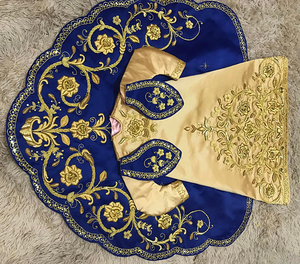 Vestido de Noche Azul con Bordado Dorado de Lujo para Mujer, Elegante Vestido Largo Formal, Servicio OEM de Marca Personalizada - Product Image 6