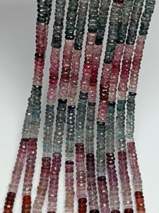 Cuentas facetadas de espinela natural multicolor con corte Heishi de tamaño 4mm-5mm para diseñar joyería única y atractiva. - Product Image 3